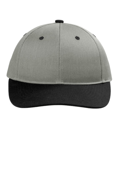 Front View of HtGrey/Blk Port Authority Snapback Cap C118
