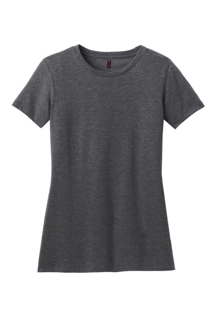Front View of Hthr Charcoal District Women's Perfect Blend CVC Tee. DM108L