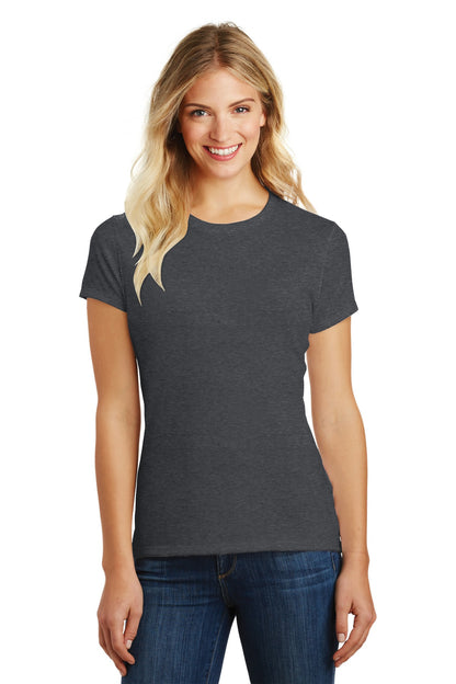 Front View of Hthr Charcoal District Women's Perfect Blend CVC Tee. DM108L
