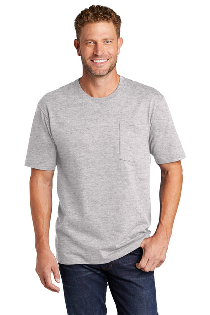 Front View of Hthr Grey CornerStone Workwear Pocket Tee CS430