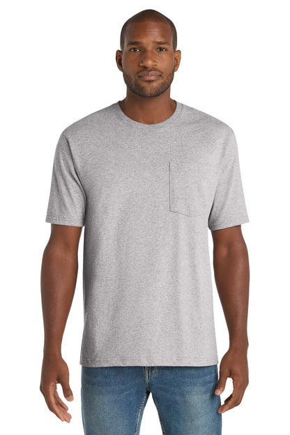 Front View of Hthr Grey CornerStone Workwear Pocket Tee CS430
