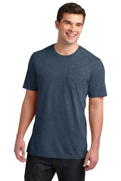 Front View of Hthr Navy District Very Important Tee with Pocket. DT6000P