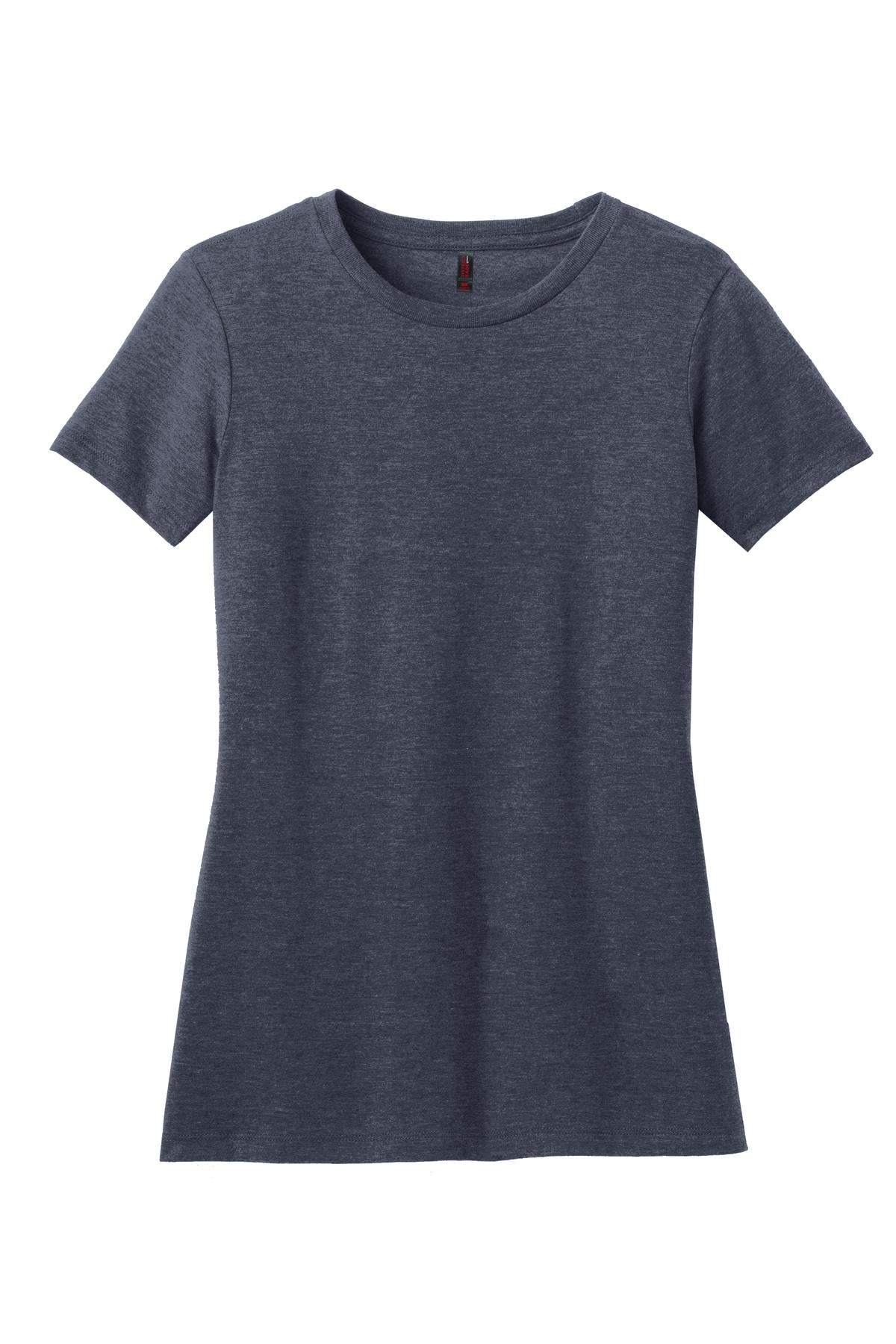 Front View of Hthr Navy District Women's Perfect Blend CVC Tee. DM108L