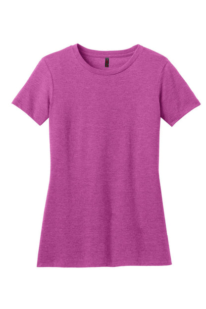 Front View of Hthr Pink Rasp District Women's Perfect Blend CVC Tee. DM108L
