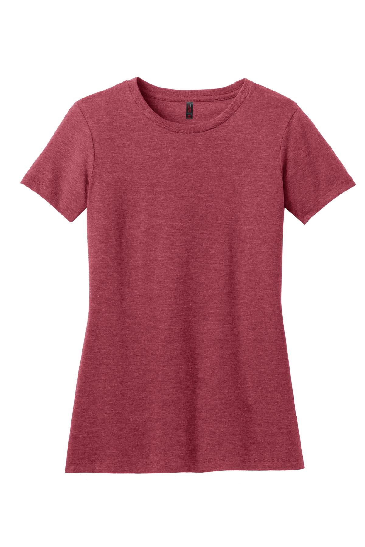 Front View of Hthr Red District Women's Perfect Blend CVC Tee. DM108L