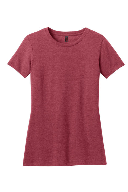 Front View of Hthr Red District Women's Perfect Blend CVC Tee. DM108L