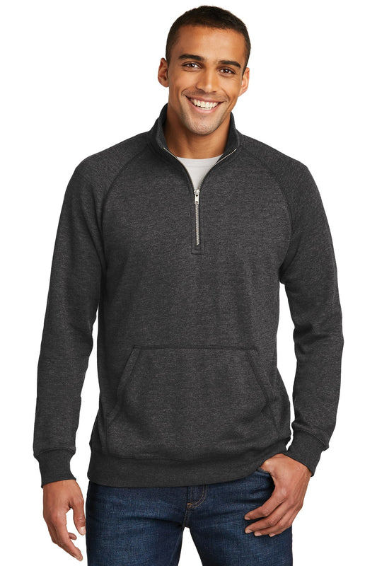 Front View of Hthrd Black District Lightweight Fleece 1/4-Zip. DM392