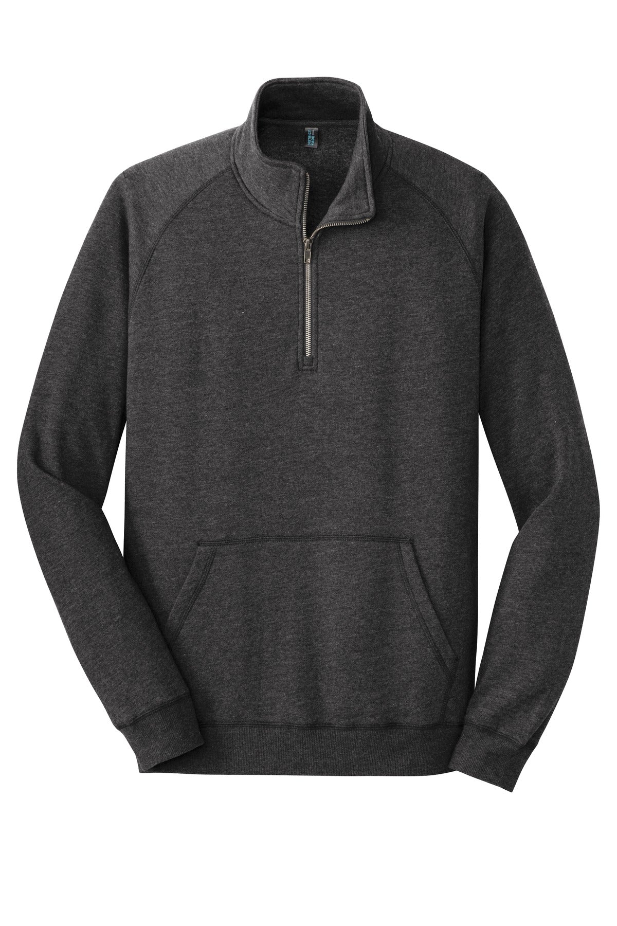 Front View of Hthrd Black District Lightweight Fleece 1/4-Zip. DM392