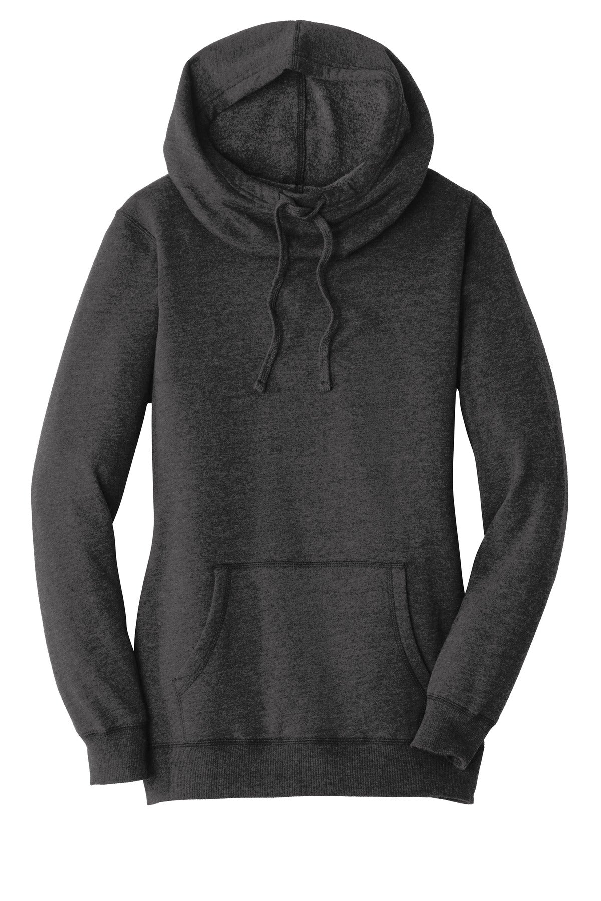 Front View of Hthrd Black District Women's Lightweight Fleece Hoodie. DM493