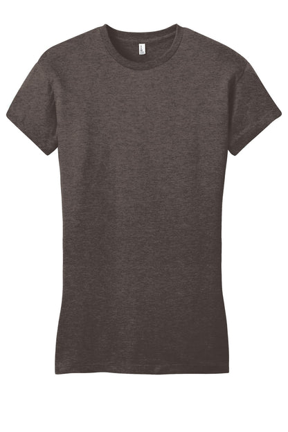 Front View of Hthrd Brown District Women's Fitted Very Important Tee . DT6001