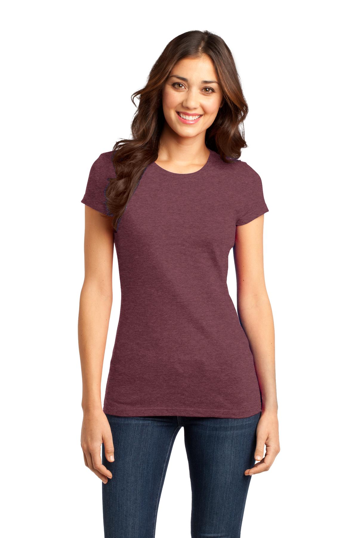 Front View of Hthrd Cardinal District Women's Fitted Very Important Tee . DT6001