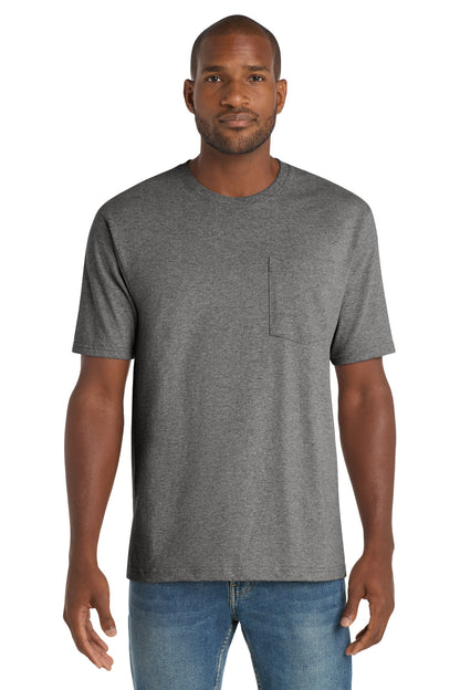 Front View of Hthrd Charcoal CornerStone Workwear Pocket Tee CS430