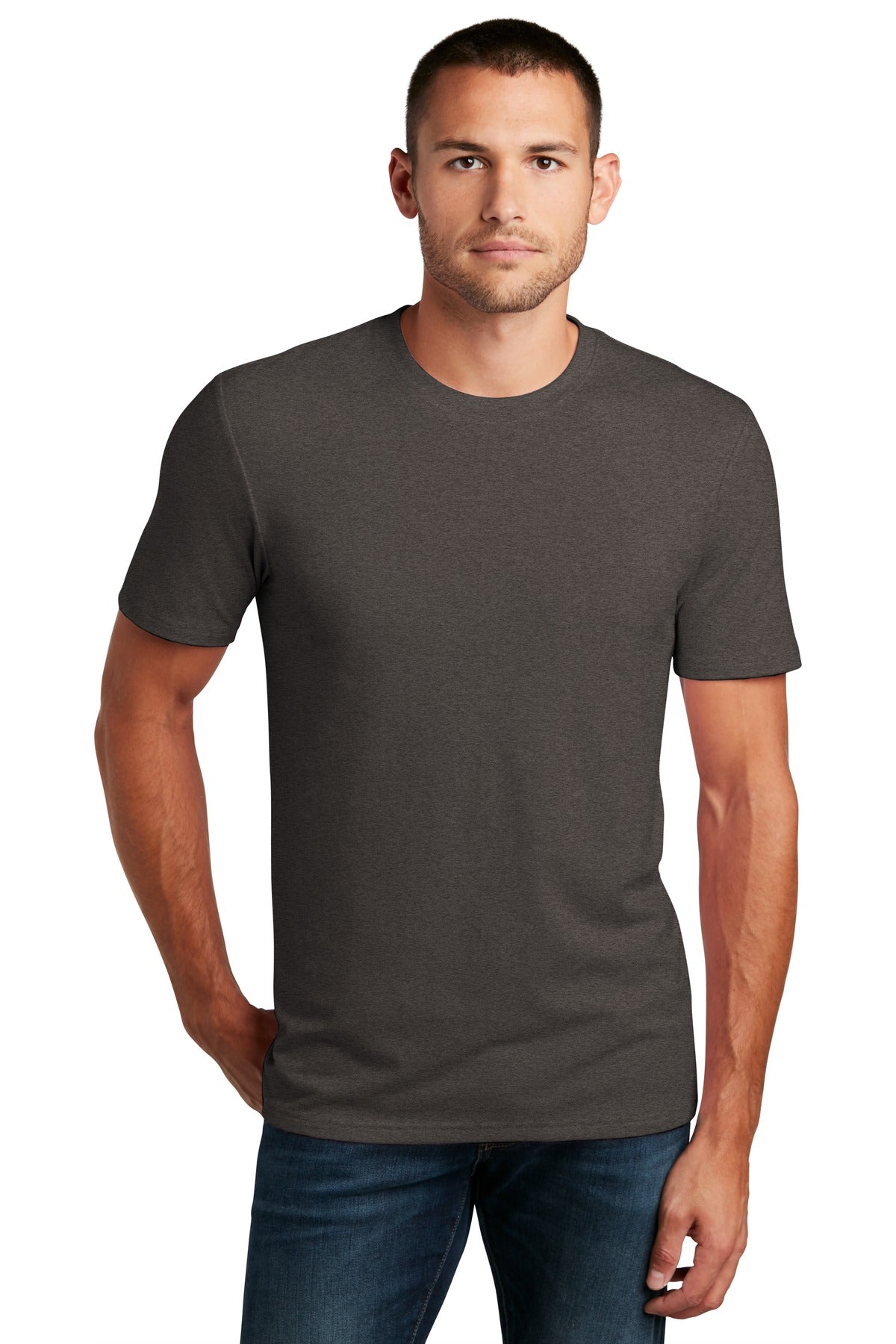 Front View of Hthrd Charcoal District Flex Tee DT7500
