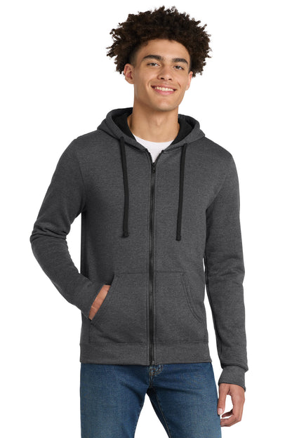 Front View of Hthrd Charcoal District The Concert Fleece Full-Zip Hoodie. DT800