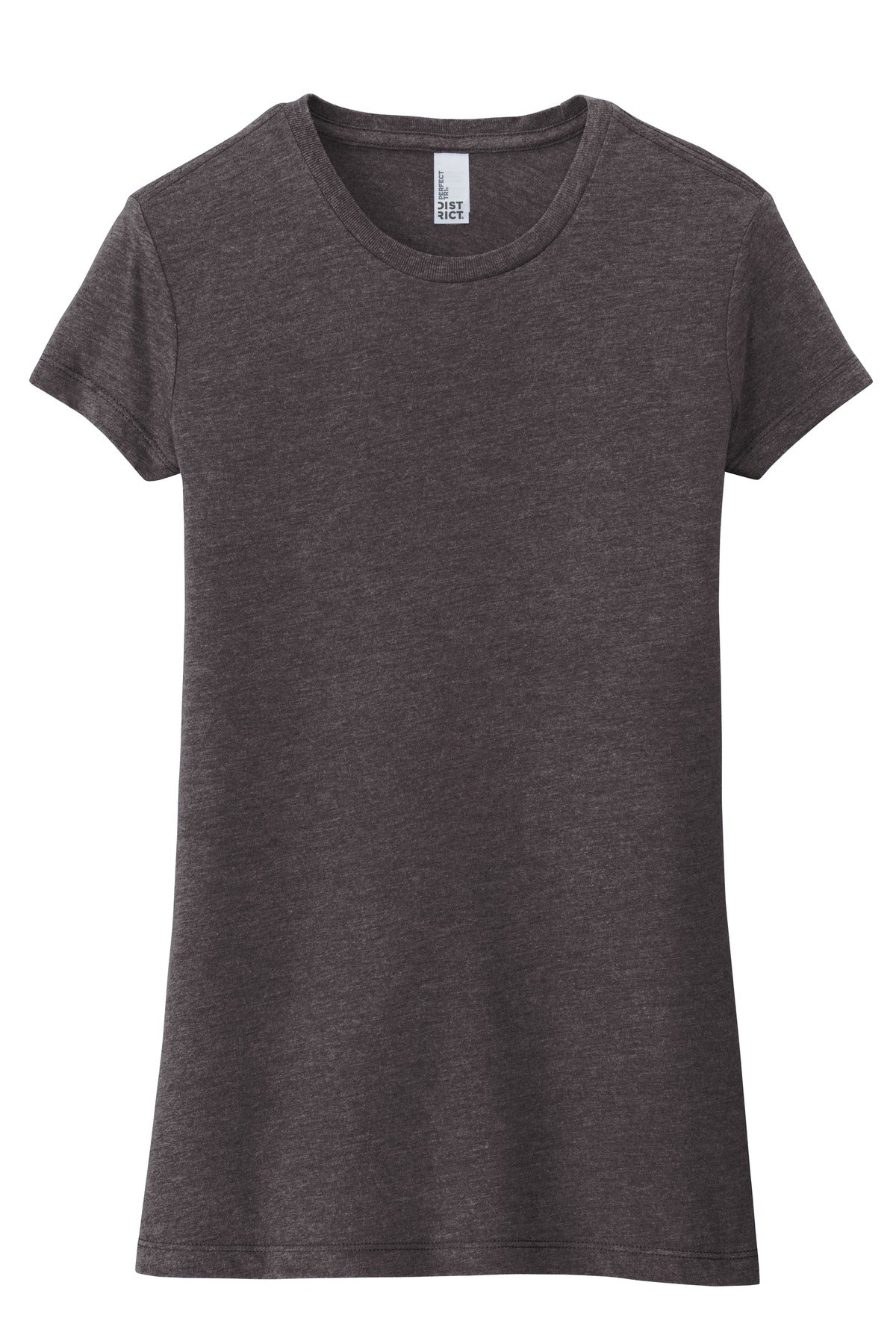 Front View of Hthrd Charcoal District Women's Fitted Perfect Tri Tee. DT155