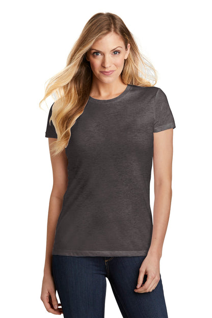 Front View of Hthrd Charcoal District Women's Fitted Perfect Tri Tee. DT155
