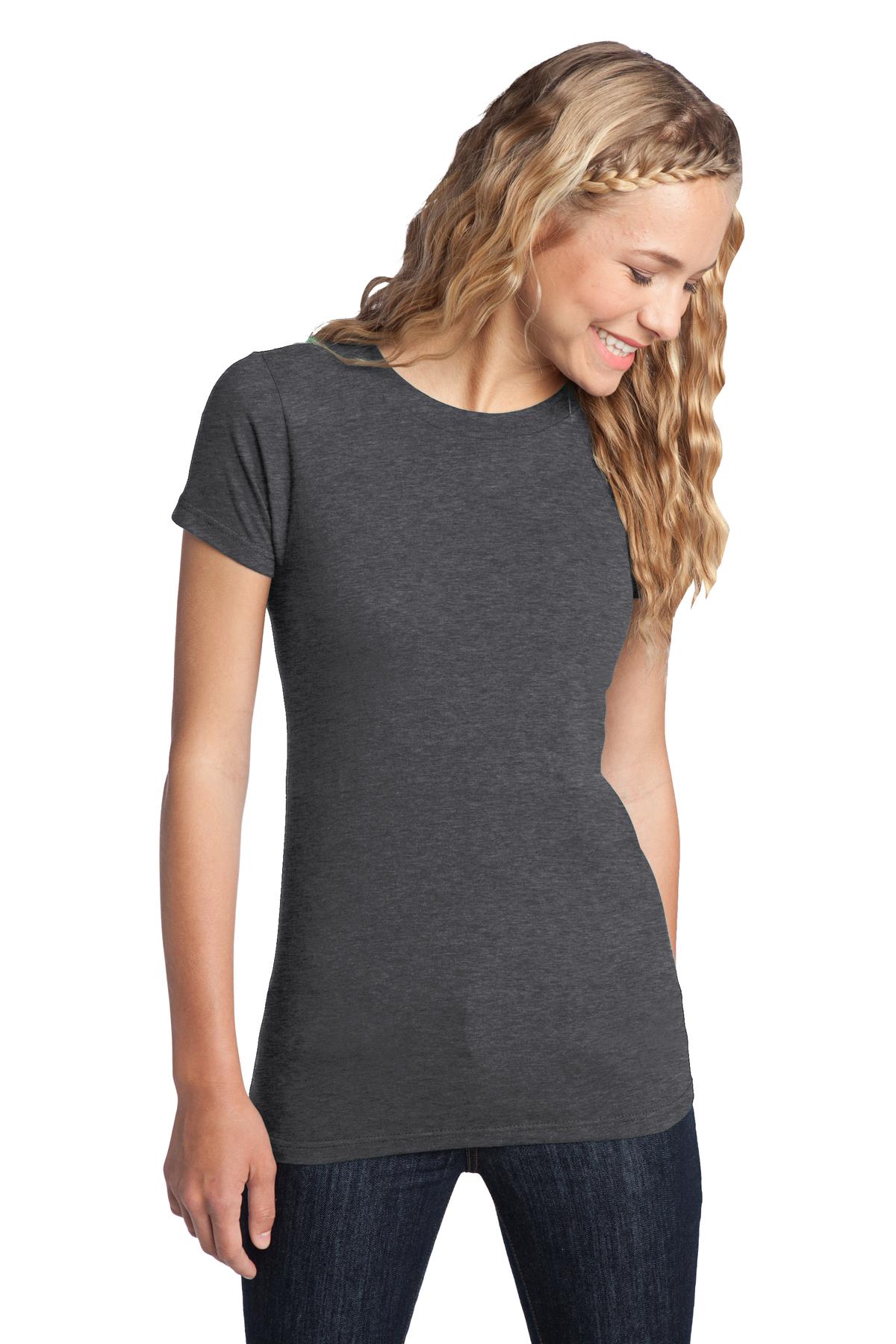 Front View of Hthrd Charcoal District Women's Fitted The Concert Tee DT5001