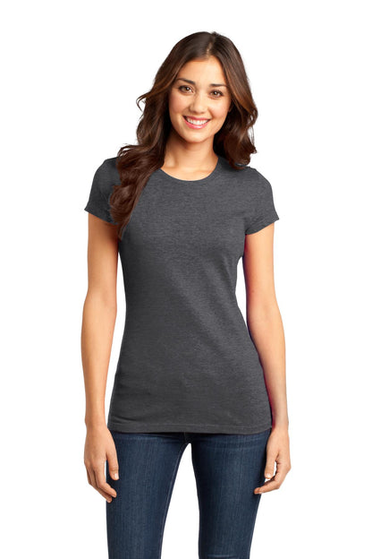 Front View of Hthrd Charcoal District Women's Fitted Very Important Tee . DT6001