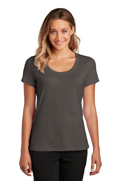 Front View of Hthrd Charcoal District Women's Flex Scoop Neck Tee DT7501