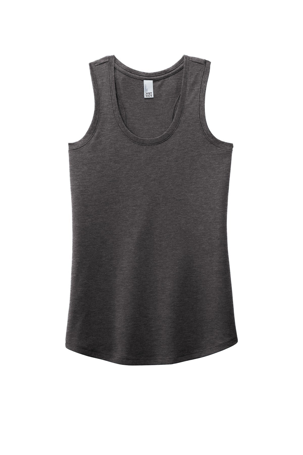Front View of Hthrd Charcoal District Women's Perfect Tri Racerback Tank. DM138L