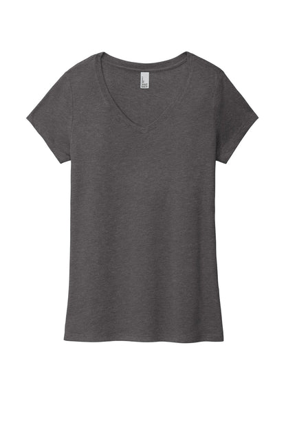 Front View of Hthrd Charcoal District Women's Perfect Tri V-Neck Tee. DM1350L
