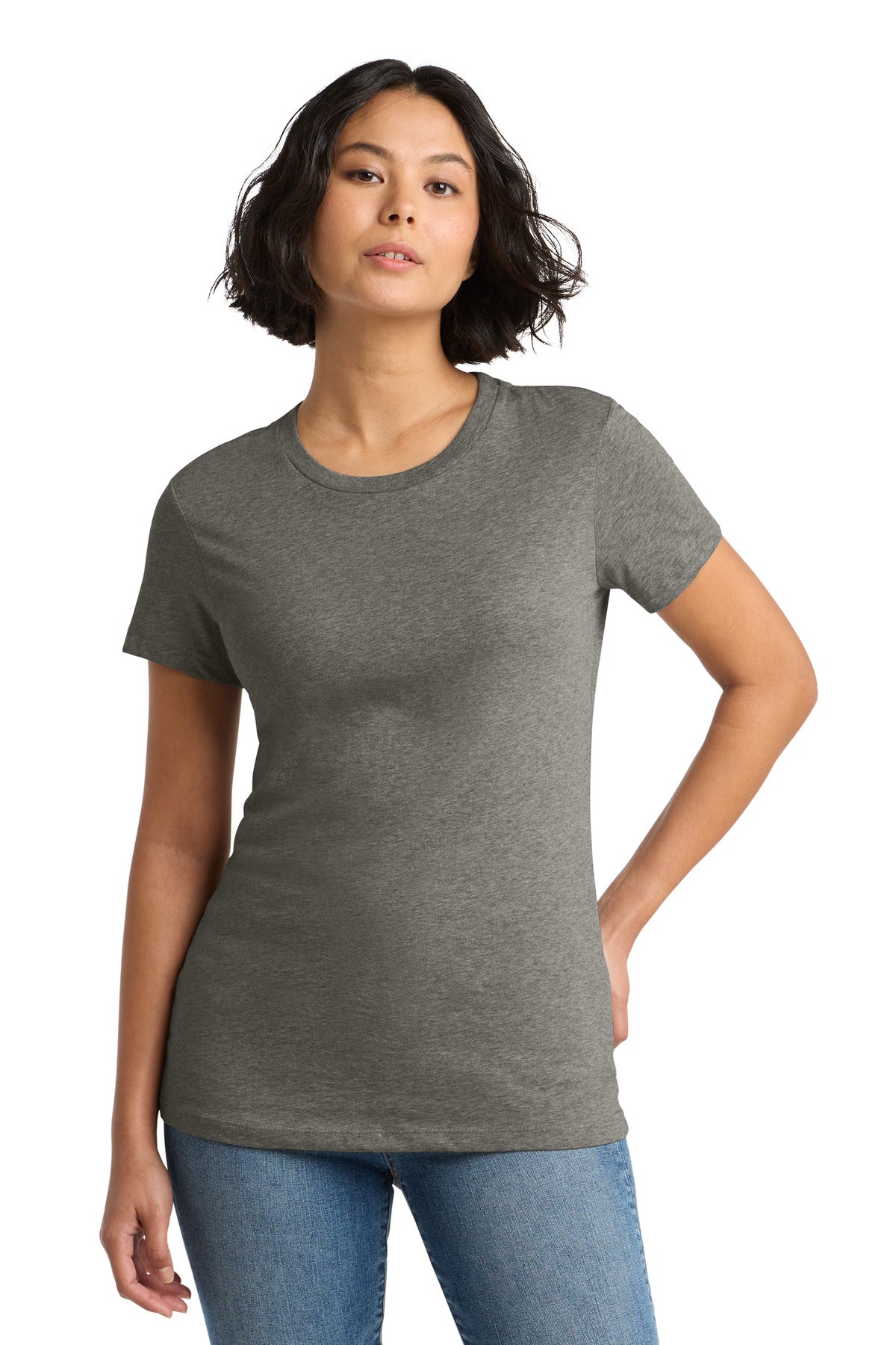 Front View of Hthrd Charcoal District Women's Perfect Weight Tee. DM104L
