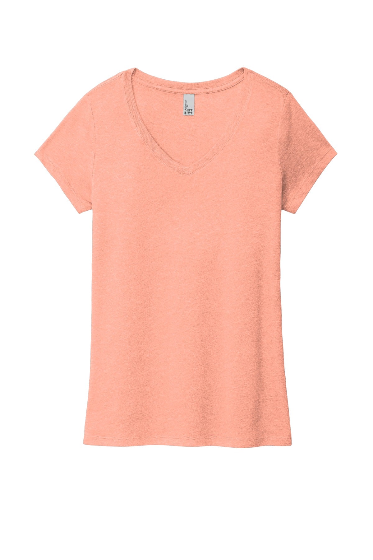 Front View of Hthrd Dsty Pch District Women's Perfect Tri V-Neck Tee. DM1350L