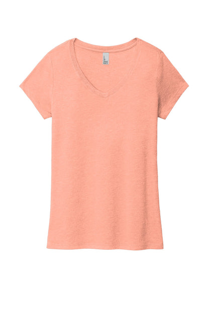 Front View of Hthrd Dsty Pch District Women's Perfect Tri V-Neck Tee. DM1350L