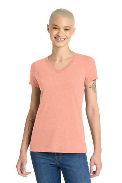 Front View of Hthrd Dsty Pch District Women's Perfect Tri V-Neck Tee. DM1350L