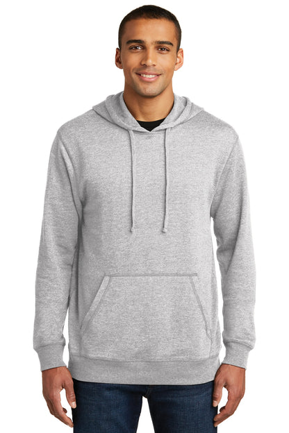 Front View of Hthrd Grey District Lightweight Fleece Hoodie. DM391