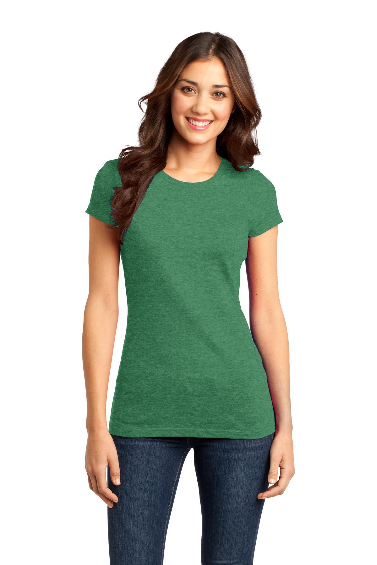 Front View of Hthrd Kelly Gn District Women's Fitted Very Important Tee . DT6001