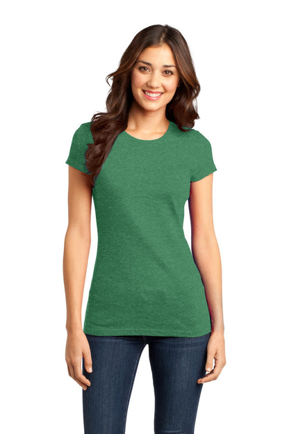 Front View of Hthrd Kelly Gn District Women's Fitted Very Important Tee . DT6001