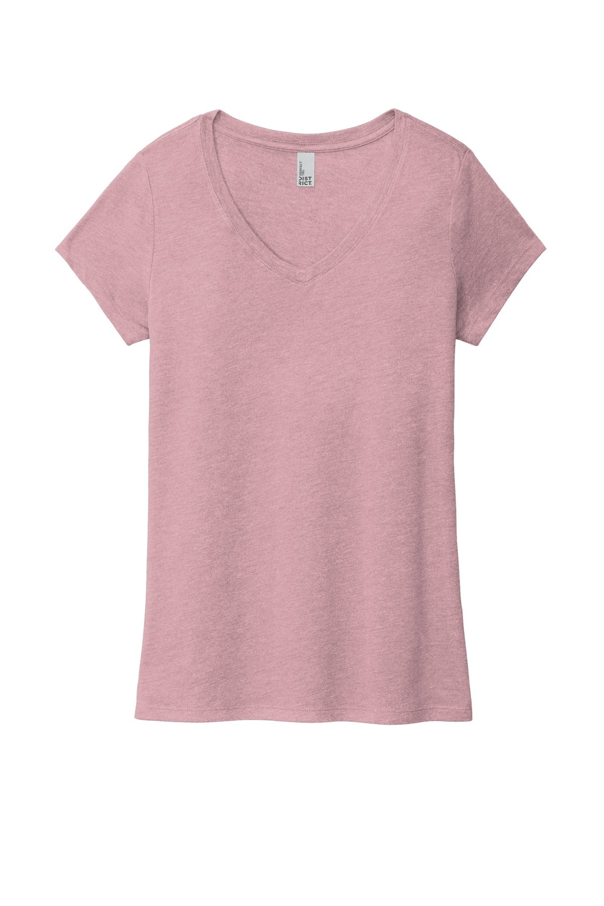 Front View of Hthrd Lavender District Women's Perfect Tri V-Neck Tee. DM1350L