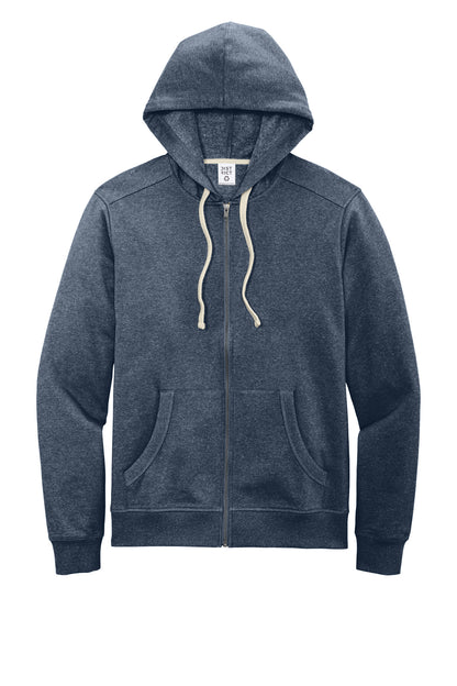 Front View of Hthrd Navy District Re-Fleece Full-Zip Hoodie DT8102
