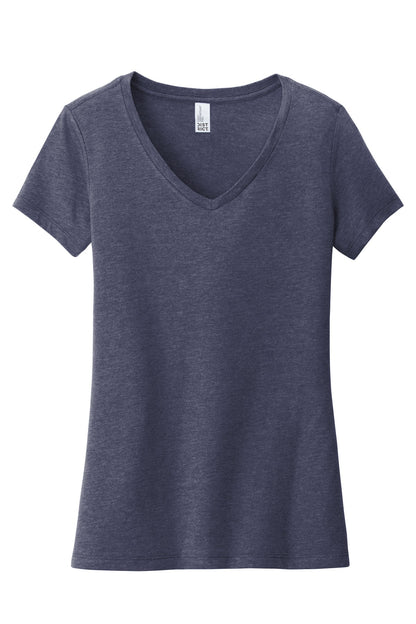 Front View of Hthrd Navy District Women's Very Important Tee V-Neck. DT6503