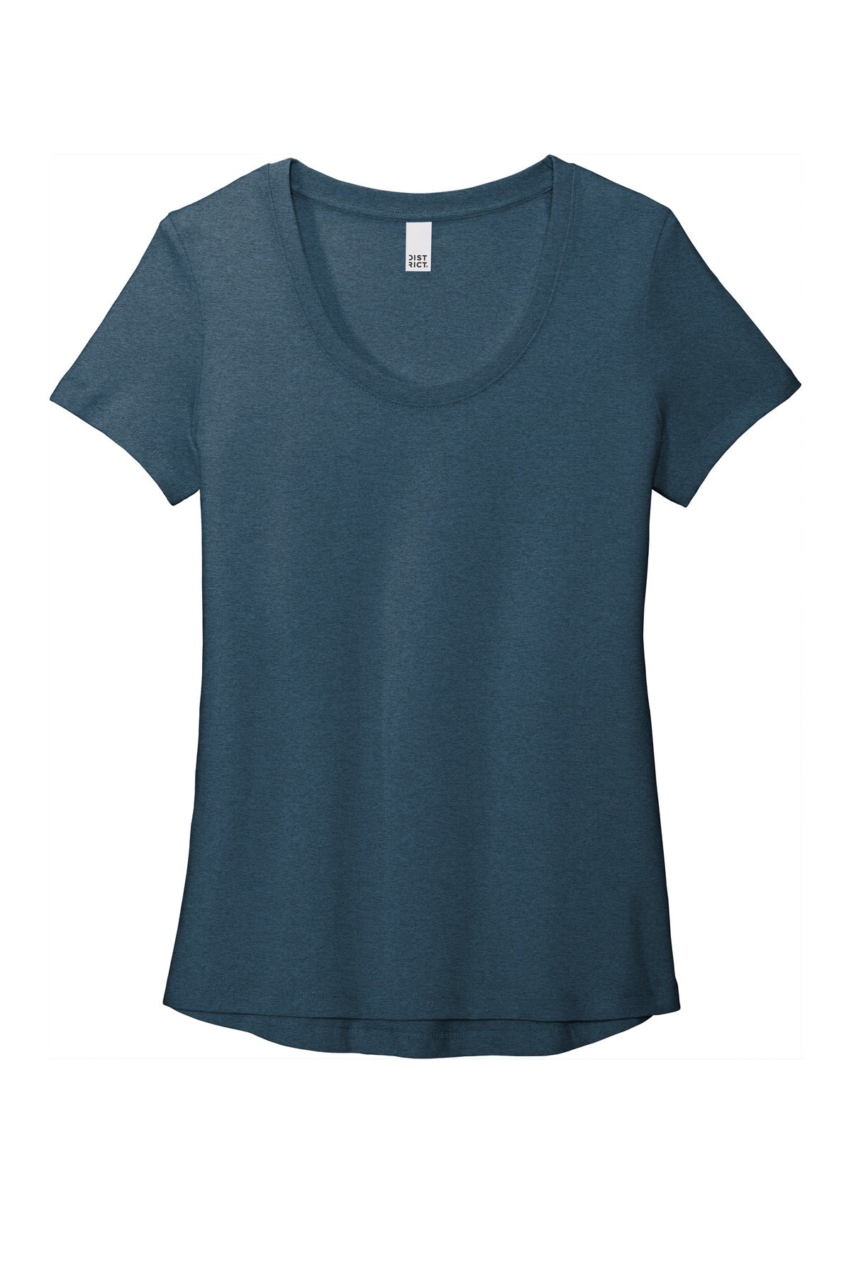 Front View of Hthrd Neptn Bl District Women's Flex Scoop Neck Tee DT7501
