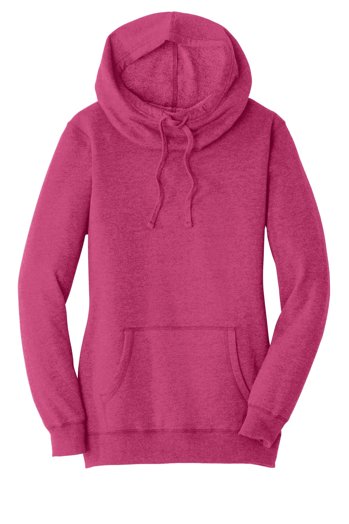 Front View of Hthrd Pink Aza District Women's Lightweight Fleece Hoodie. DM493