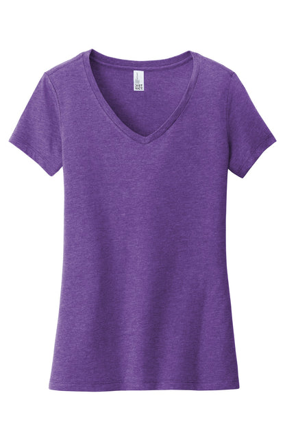 Front View of Hthrd Purple District Women's Very Important Tee V-Neck. DT6503