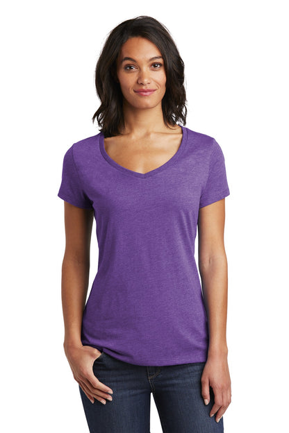 Front View of Hthrd Purple District Women's Very Important Tee V-Neck. DT6503