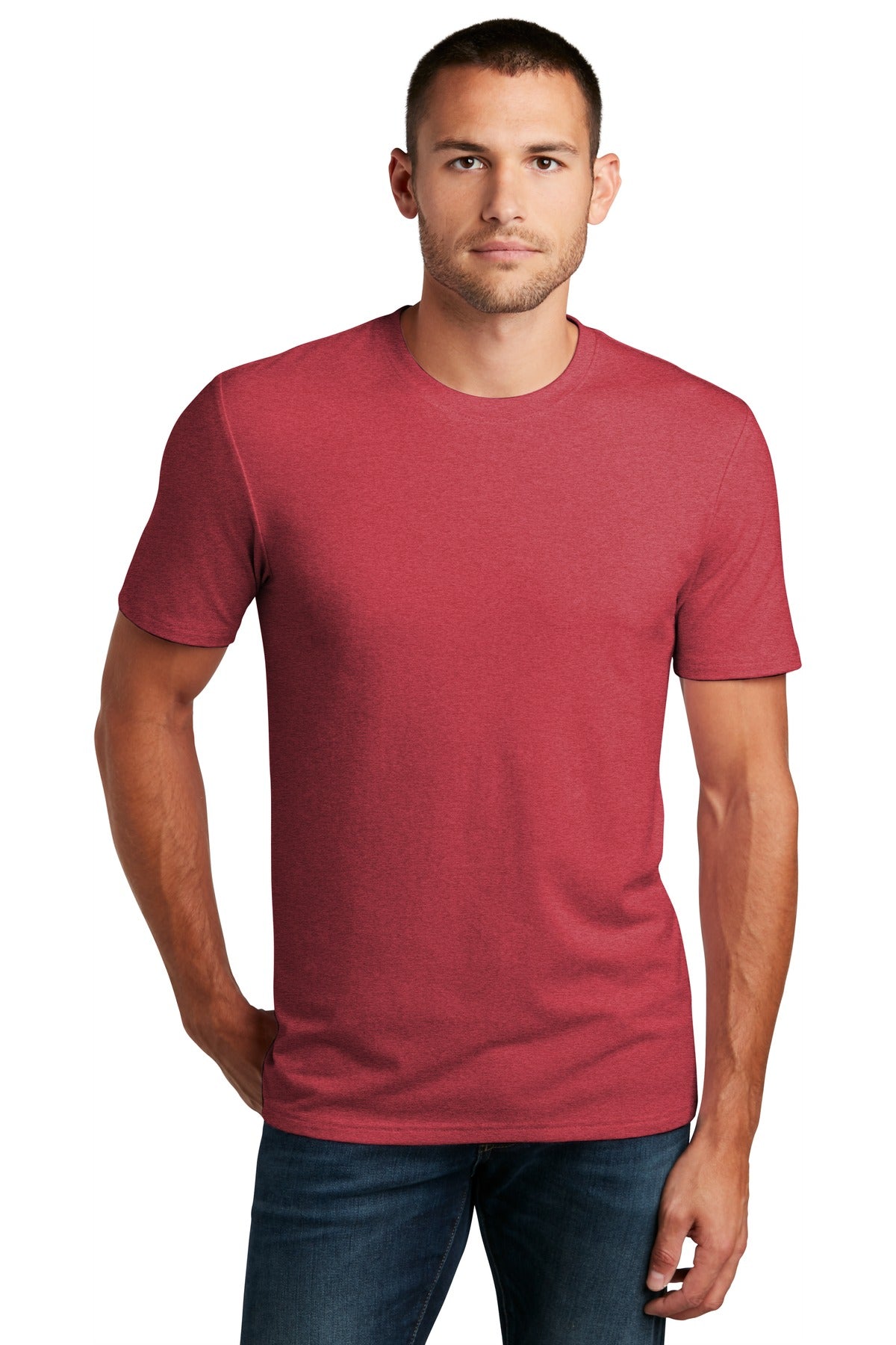 Front View of Hthrd Red District Flex Tee DT7500