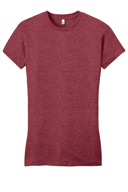 Front View of Hthrd Red District Women's Fitted Very Important Tee . DT6001