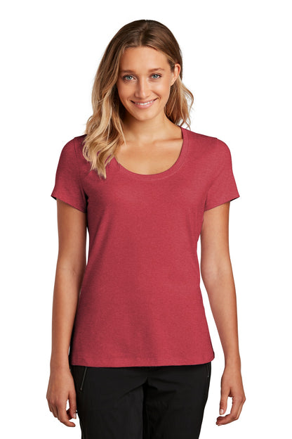 Front View of Hthrd Red District Women's Flex Scoop Neck Tee DT7501