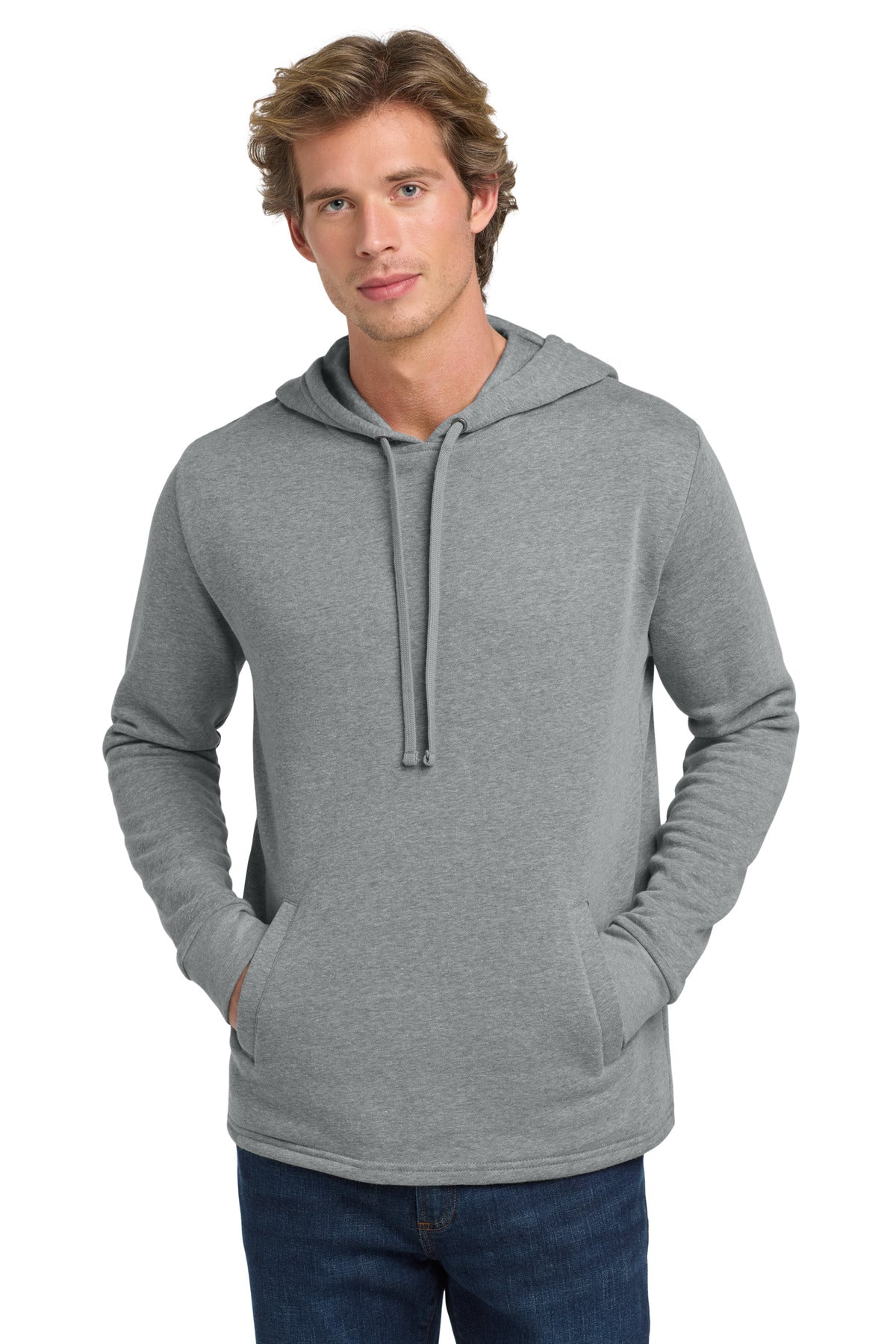 Front View of HthrGray Next Level Apparel Adult Malibu Pullover Hoodie. NL9300