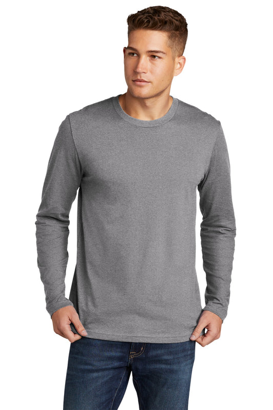 Front View of HthrGray Next Level Apparel Cotton Long Sleeve Tee. NL3601