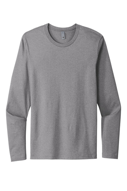 Front View of HthrGray Next Level Apparel Cotton Long Sleeve Tee. NL3601