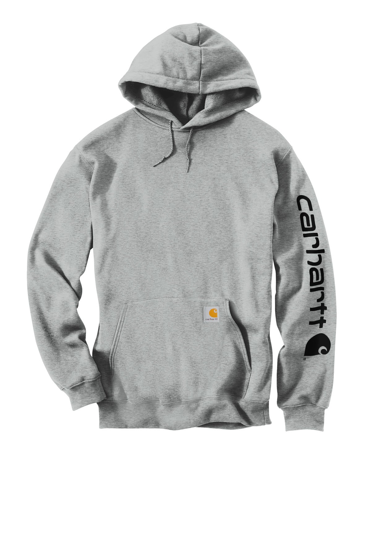 Front View of HthrGrey Carhartt Midweight Hooded Logo Sweatshirt CTK288