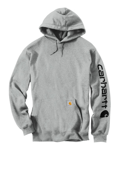 Front View of HthrGrey Carhartt Midweight Hooded Logo Sweatshirt CTK288