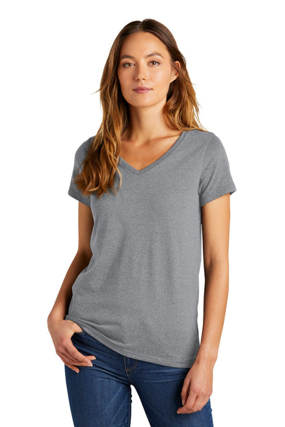 Front View of HthrGrey District Women's The Concert Tee V-Neck DT5002