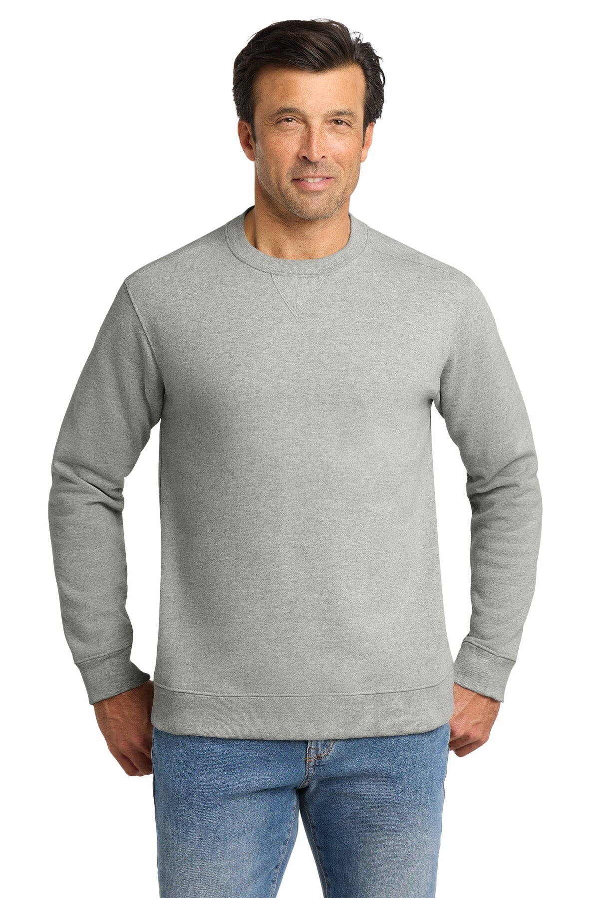 Front View of HthrGrey Volunteer Knitwear Chore Fleece Crewneck VL130