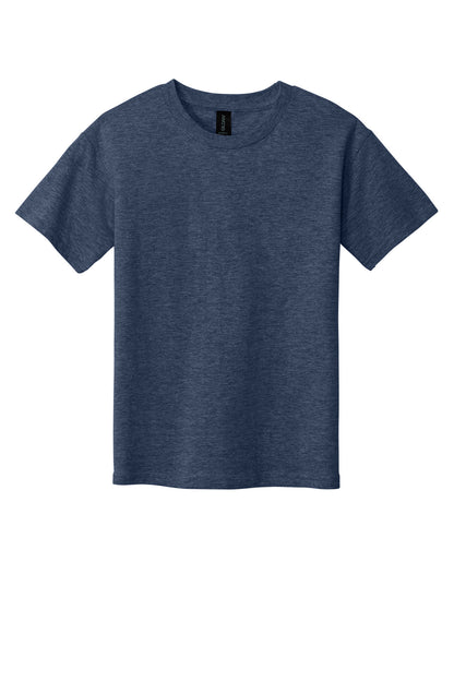 Front View of HthrNavy Gildan Youth Softstyle T-Shirt 64000B